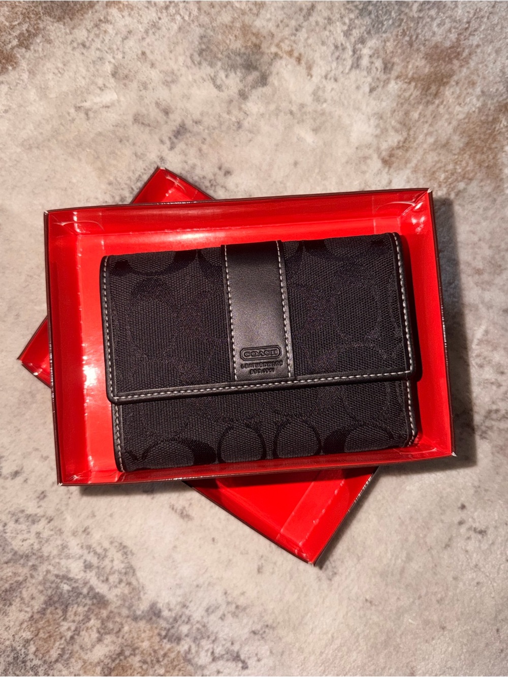 Coach Black Signature Canvas Card Holder Wallet
